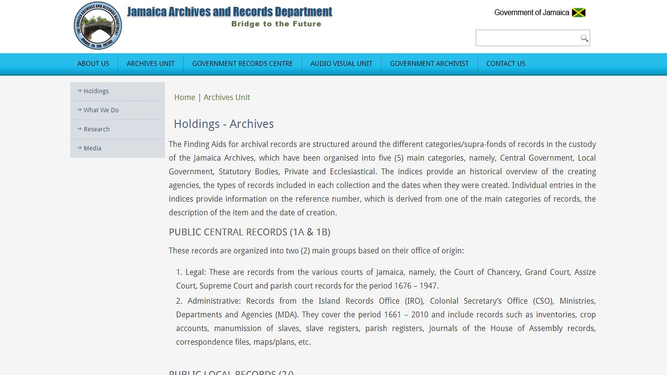 Holdings - Archives | Jamaica Archives and Records Department ...